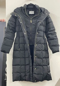 Cole Haan Damen Taft Daunenmantel mit Latz vorne und dramatischer Kapuze Gr. XSmall - Bild 1 von 3