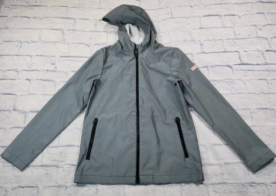 Jaqueta de chuva Hunter KIDS TAMANHO L embalável cinza prata reflexão bolsa impermeável - Imagem 1 de 4