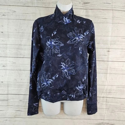 Pullover Columbia para mujer talla mediana azul floral manga larga cremallera bolsillo canguro Foto 1 de 4