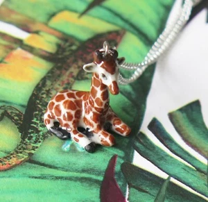 Giraffe Porcelain Pendant Necklace Lucky Spiritual Animal Jewellery - Picture 1 of 2