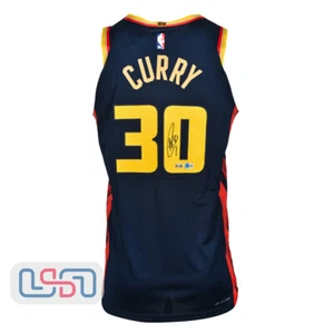 Stephen Curry Signed Autographed Warriors Navy Nike Authentic Jersey USA SM BAS - Picture 1 of 6