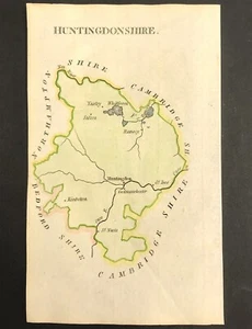 Huntingdonshire by John Aikin England Delineated Original text 1803 map - Picture 1 of 3
