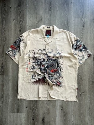 Camisa De Colección SEALS Dragón Para Hombres XXL China Estampado Completo Botón Manga Corta Foto 1 de 3