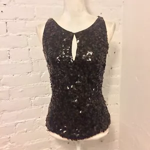 Top da sera Naeem Khan senza maniche in paillettes tartaruga taglia 6 - Foto 1 di 8