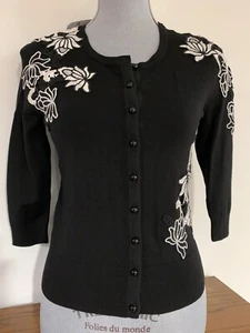 White House Black Market Women’s Black Lace Cardigan Sweater Size XS Retail$120 - Picture 1 of 7