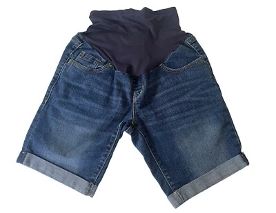 Old Navy Maternity Women's Stretch Panel Denim Shorts Sz 6 Hello Pretty Mama - Image 1 of 4