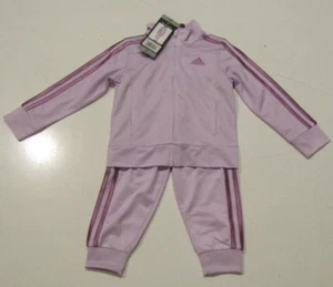 Adidas Girls Purple Active Full Zip Jacket Sweat Pants 2 Piece Set Sz 5 - Picture 1 of 2