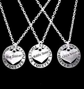 Sister Necklace Set Forever Partners In Crime Big Middle Sister Little Sister - Picture 1 of 1