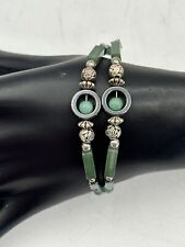 Beaded Bracelet With Jade Blue And Silver Colored Beads