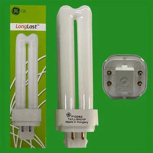2x 13W GE Dimmable G24q-1, 4 pin, Low Energy CFL PL Light Bulb 840 4000K Lamps - Picture 1 of 5
