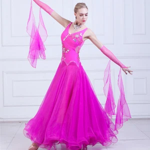 Latin Ballroom Dance Dress Modern Salsa Waltz Standard Long Dress#N094 2 Colors - Picture 1 of 10