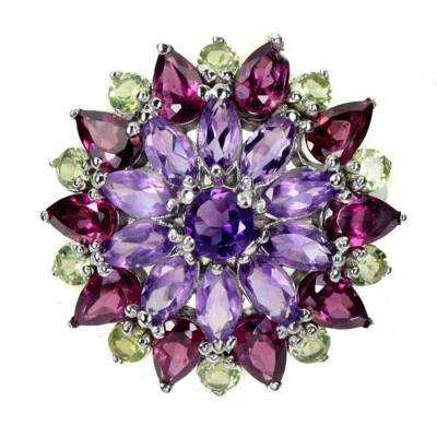 925 Sterlingsilber Ring Birne Rhodolit Granat Peridot Edelstein Schmuck Größe 8 - Bild 1 von 4