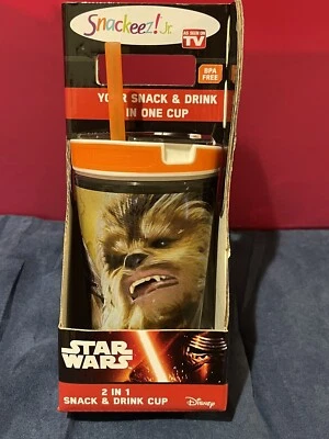 NIB Snackeez Jr. Star Wars CHEWBACCA Disney Snack TRAVEL 8 oz Drink Cup BPA Free - Image 1 of 4