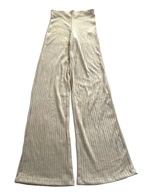 Vero Moda Ribbed High Waist Straight Pants in Pumice Stone - Image 1 of 4