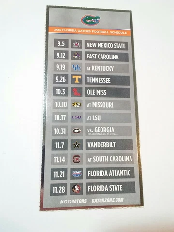 2015 Florida Gators Football Season Ticket Schedule Cover