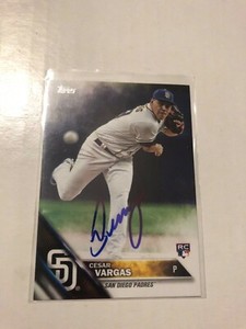 San Diego Padres CESAR VARGAS Signed 2016 Topps Card