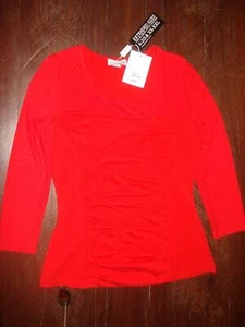 Queenspark BNWT Size Small Red Mesh Ruched Top Brand New With Tags - Picture 1 of 4