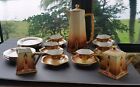 Art Deco Limoges-Tea/Chocolate Pot Cups Saucers & Plates Hand Painted, 21 Pcs 