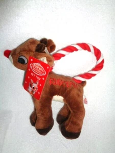 Rudolph Red Nosed Reindeer 8" standing Plush Red Rope Squeak Dog Pet Toy DanDee - Picture 1 of 8