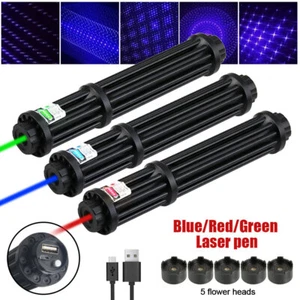 USB Charging 6 Watt Blue/Green Laser Pointer Pen Adjustable Visible Beam Light - Picture 1 of 52