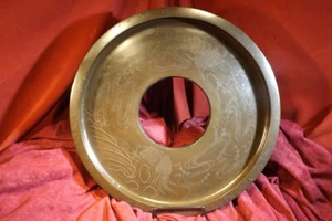 Japanese Meiji Silver Inlay Bronze 14" Diameter  Usabata Top - Picture 1 of 21
