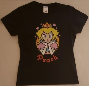 NINTENDO Princess Peach Ladies Size Medium Black T-Shirt - Picture 1 of 4