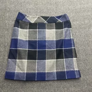 Talbots Plaid Pencil Skirt Size 14 Wool Blend Blue Gray Buffalo Acadamia Preppy - Picture 1 of 10