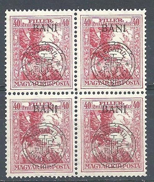 Hungría 1919 Sc# 5NB13 Cluj Eagle 40B en 40f Rumania bloque 4 MNH Foto 1 de 1