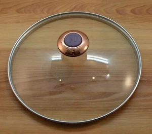 P D Glass Lid trimmed in Stainless. 9 7/8” Rim To Rim. 9 5/8”edge to edge. D5 - Picture 1 of 4