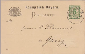 1 schöne Postkarte, Königreich Bayern, gelaufen: 1890 - Bild 1 von 2