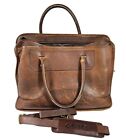 Orvis Bullhide Leather Briefcase Laptop Bag Messenger Bag Shoulder Strap Brown