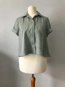 Graues kurzärmliges kurzärmliges kurzärmliges Damenhemd von Topshop Arbeit Büro UK 8 - Bild 1 von 8