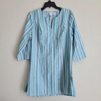 Top/vestido romano para mujer talla 12W mezcla de lino/algodón mangas 3/4 verde Foto 1 de 4