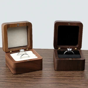 Engagement Ring Box for Proposal Engagement Wooden for Double or Single RIng ## - Picture 1 of 19