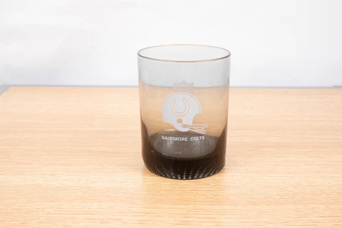 Vintage 1970's Baltimore Colts NFL Football Team Etched Smoked Tumbler Glass Cover