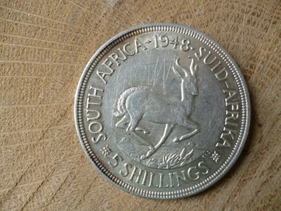 Südafrika George 5 Shillings 1948 Springbock Silbermünze Anlagenmünze (10 ) - Bild 1 von 3