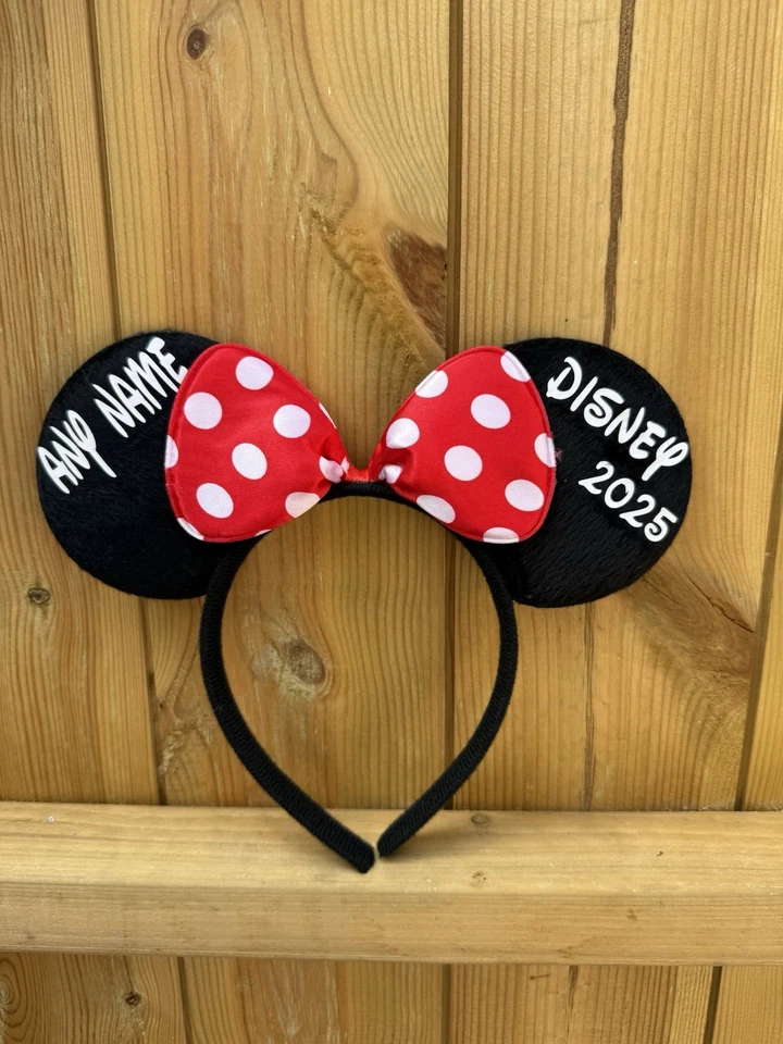 Personalised Girls Disney Minnie Mouse Ears Headband Disneyland 2025 Xmas Gift