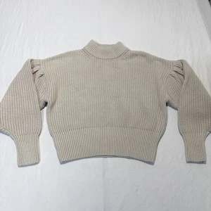 H&M Women's Taupe Beige Mock Neck Pullover Sweater Women’s Small Polyester/Wool - Picture 1 of 9