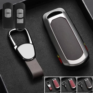 Zinc Alloy Leather Car Key Case Cover For Mazda CX-7 CX-3 3 CX-5 MX-5 Miata CX-9 - Picture 1 of 10