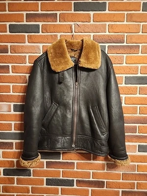 Type B-3 Jacket  SheepSkin Brown Fur COMBAT BOMBER Aviation Pilot Coat  Schotts - Image 1 of 4