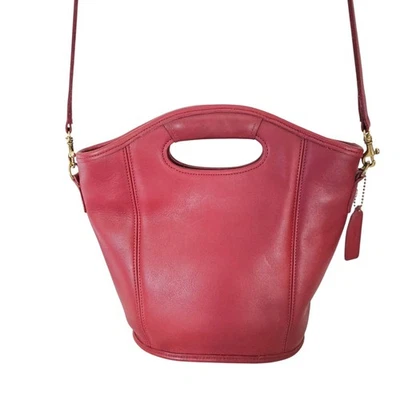 Bolso de Mano Vintage Coach Cuero Mini Shopper Bucket 9993 Rojo 10" Foto 1 de 4