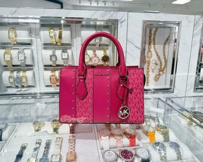 Michael Kors Sheila Small Studded Patchwork and Signature Logo Satchel Women MK - Image 1 of 4