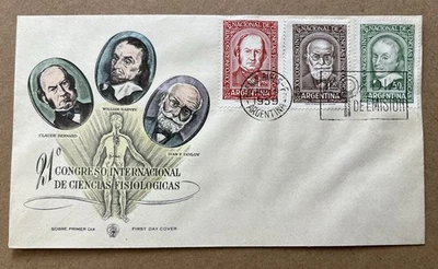 1961 Argentina FDC XXIst Physiology Congress Pavlov Harvey Bernard - Image 1 of 4