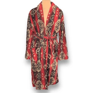 Bata de algodón rústica unisex vintage Majestic International Southwestern roja negra  - Imagen 1 de 10