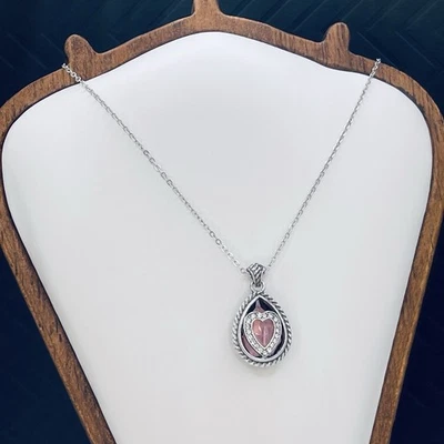 Brighton Courageous Heart Pink Crystal Teardrop Pendant Necklace NWT - Image 1 of 4