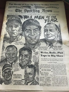 3. Januar 1951 DIE SPORTNACHRICHTEN seltene 2-seitige Mittelfaltung Louisville Slugger Anzeige-mehr - Bild 1 von 24