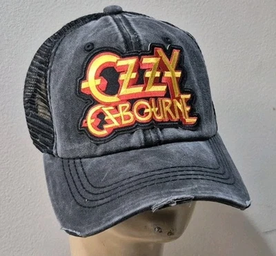 Ozzy Hat Black Mesh Distressed Ozzy Osbourne Rock Band Hat - Image 1 of 4
