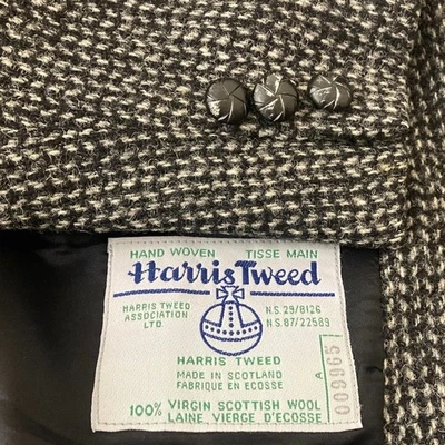 Vintage Harris Tweed Sport Coat Mens 46R Grey Black Wool Chevron Made in Canada Foto 1 de 4