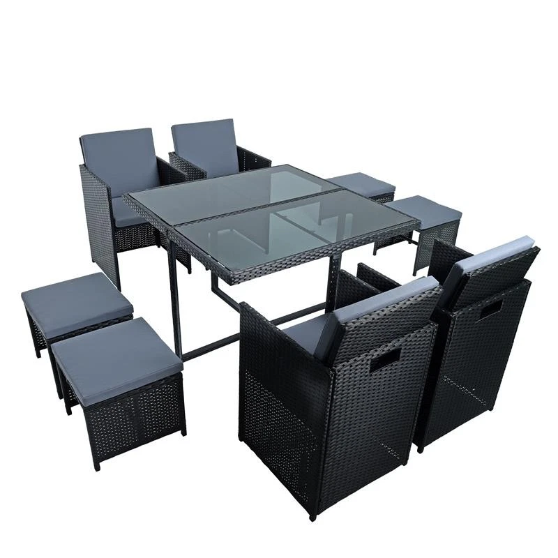 ESTEXO Polyrattan Sitzgruppe für 8 Personen -Schwarz (512469)