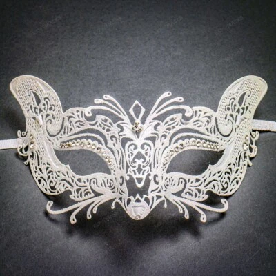 Sexy Fox White Glitter Masquerade Women Masks For Prom Party Halloween Costume - Image 1 of 4